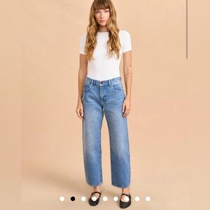 la Ligne Marilyn mid rise barrel leg Jean size 26